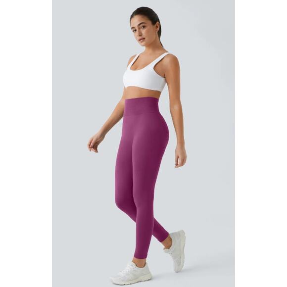 Halara Seamless Flow High Waisted Ruched Plain Purple Yoga 7/8 Leggings Size XS - Picture 1 of 9